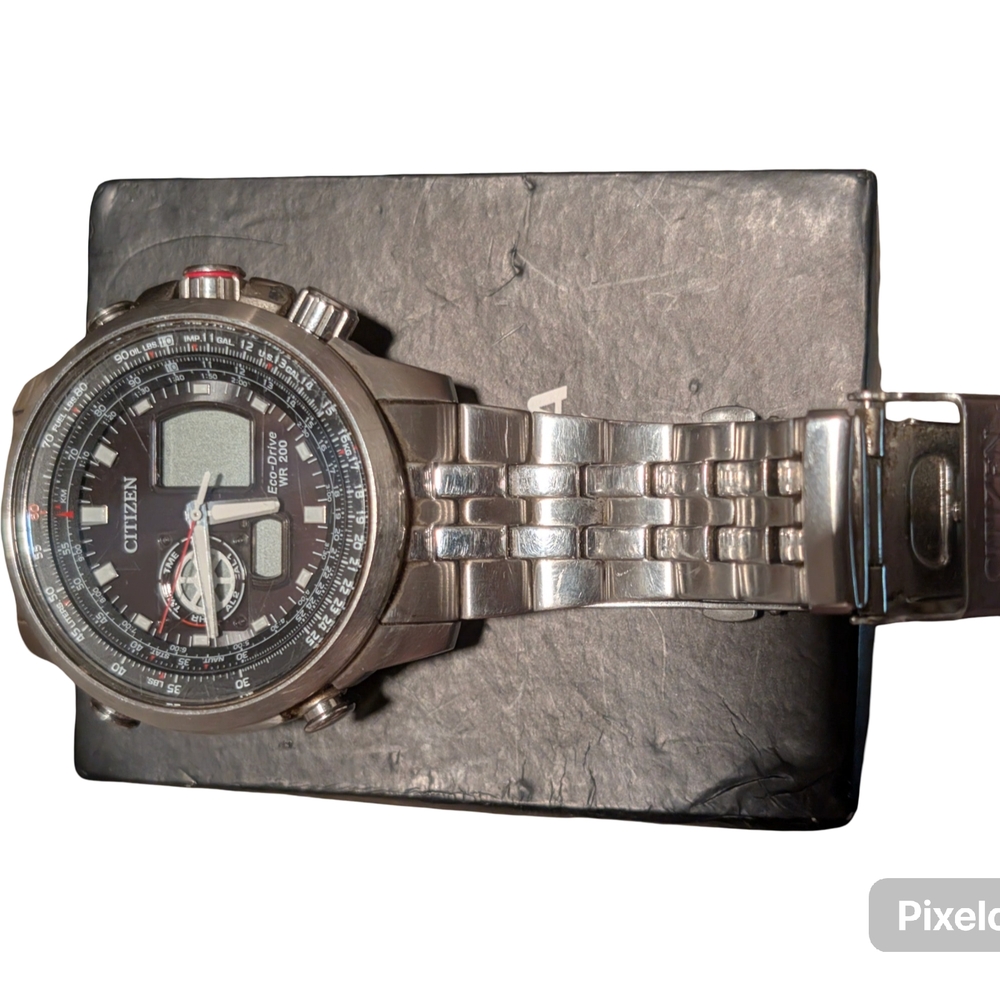 Citizen Silver Smartwatch with Black and Red Accents